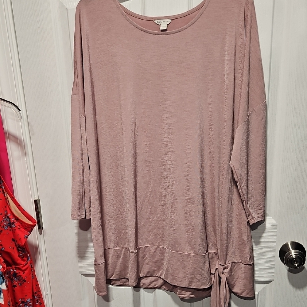 Cato Mauve Tunic Top with Tie Detail